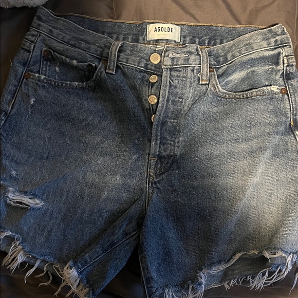 Agolde Pants - Agolde Distressed Blue Jean Shorts